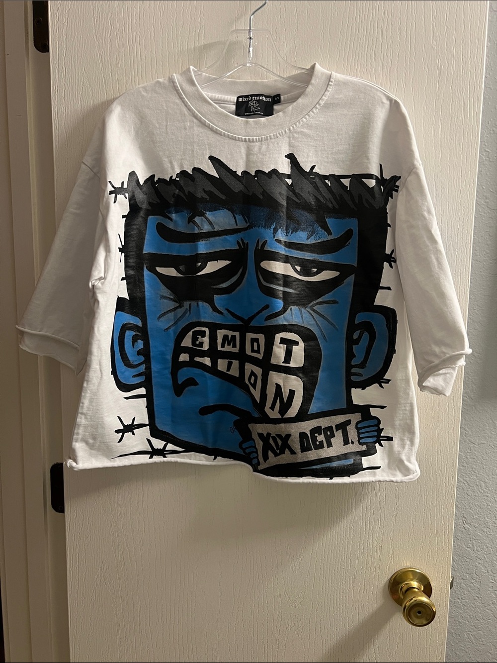 White & Blue Graphic Kids Tee
